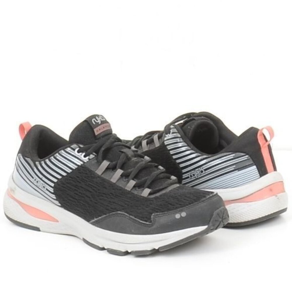 Ryka Balance Wide Width Black & White Stripes Walking Workout Shoe Women's 9.5W
